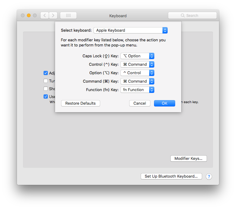 Switching modifier keys on Mac